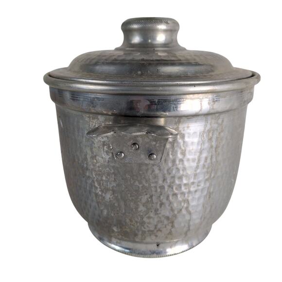Vintage Mid Century Hammered Aluminum Insulated Ice Bucket, Made in Italy - Picture 3 of 8